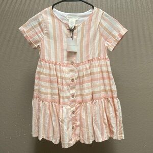 Charming Striped Pink and Cream Kids Dress